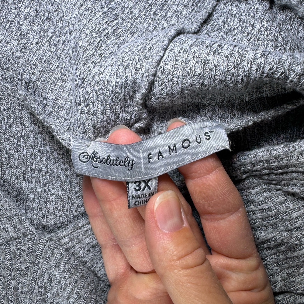 Absolutely Famous Gray Pullover Hoodie Lagenlook Sweater Size 3X - Picture 5 of 7